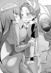 hizuki akira red pokemon sabrina pokemon creatures company game freak nintendo pokemon pokemon rgby highres 1boy 1girl age difference ass assertive female blush breast press breasts comic ear blush eye contact face-to-face
