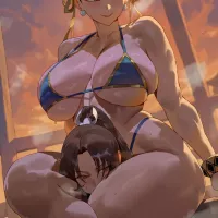 Mai Between Chun-Li Thick Thighs By Shexyo