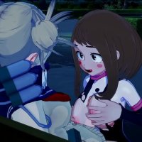 Ochako Uraraka and Himiko Toga masturbates and intense futanari sex.