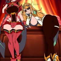 Running a bit late but heres the background update for the futa Pyra x futa Mythra drawing Ill start working on the shading next