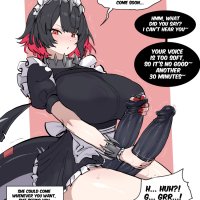 xipa ellen joe zenless zone zero absurdres highres tagme 1futa black hair blush breasts erection extra penises futanari huge breasts huge penis large penis masturbation medium hair multicolored hair penis red eyes