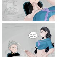 detnox hirose koichi yamagishi yukako diamond wa kudakenai jojo no kimyou na bouken absurdres highres 1boy 1futa black hair breasts couple cum cum on body facial fellatio food futa with male futanari