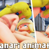 Princess Peach met gigantische lul neukt rondborstige Rosalina Futanari lesbische Misterorzo animation