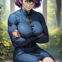 Anime Woman Cyclops Purple Hair Medieval Suit Blue Hentai AI Porn