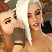 Futa Brigitte and Ashe fuck Mei Overwatch