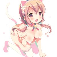 mitsuki mangaka hinako note sakuragi hinako animal ears erect nipples naked nekomimi pasties tail thighhighs